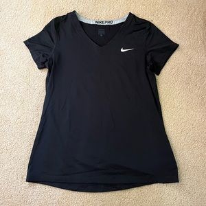 Black Nike V Neck Dri Fit Workout Top Women’s XL